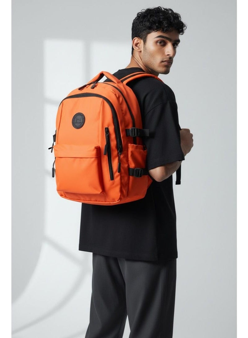 HIGH LINE STORE High Line Waterproof Laptop Backpack – 15 Inch, Multi-Compartment, Large Capacity, Lightweight Fabric, with Laptop Sleeve – Size 45x33x18 cm, 600g, Stylish Design for Daily Essentials, Orange - Image 1